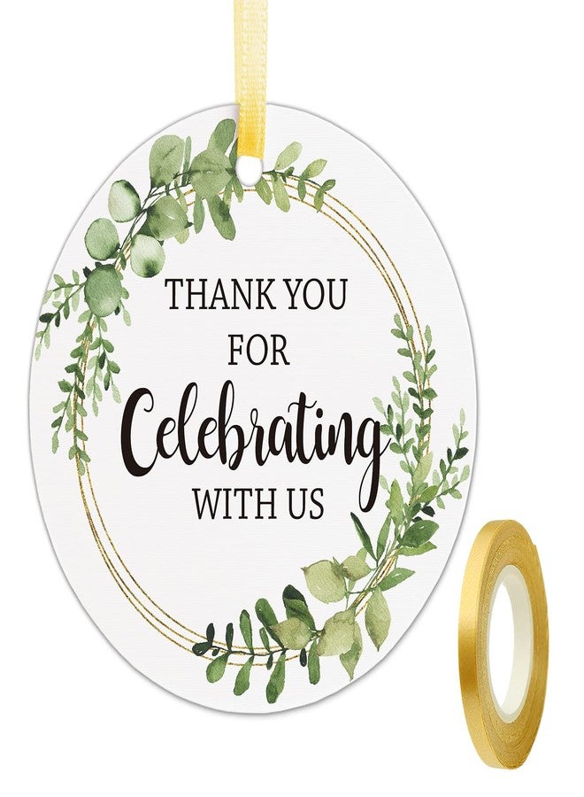 EKSPLODI Thank You for Celebrating with Us Tags, Thank You Tags for Wedding Favors, Bridal Showers, Birthdays, Parties and Baby Showers, Thank You Gift Tags with String, 2 Inches, 50 Count., Green - Image 1